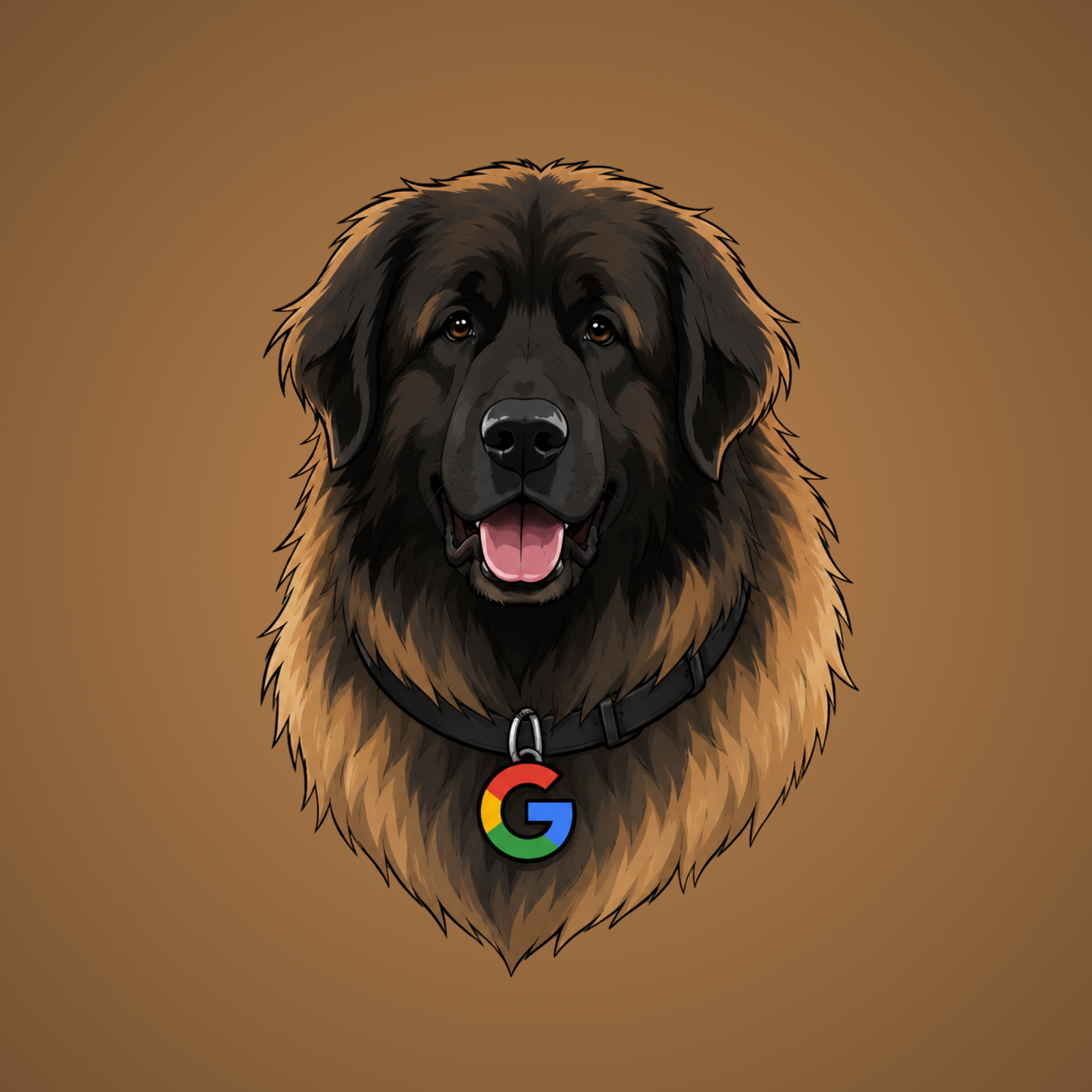 Illustrated portrait of Yoshka the Leonberger